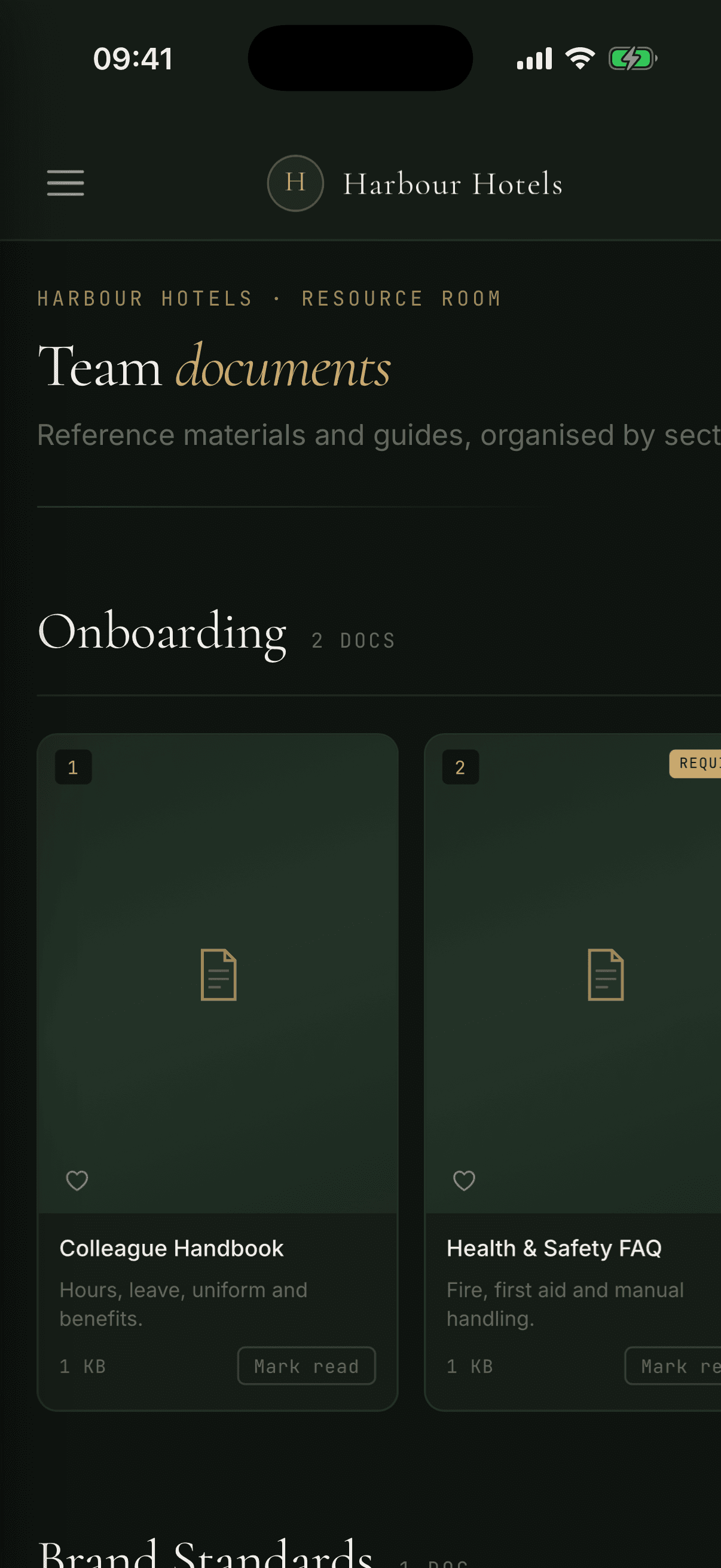 Documents and required learning in My Resource Room